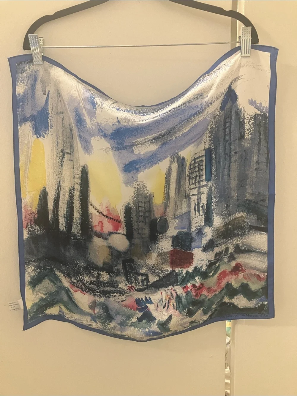 Met Museum Silk Square Scarf Lower Manhattan from the River, No. 1